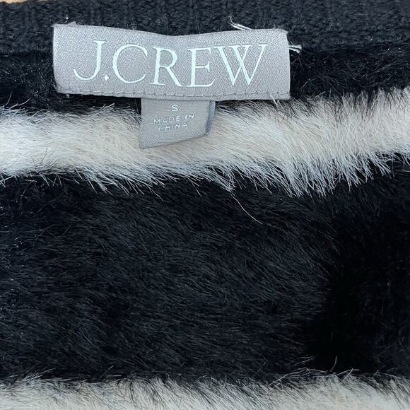 J Crew Womens Striped Brushed Yarn Cardigan Jacket Size S Black Old Money Preppy - Picture 7 of 9